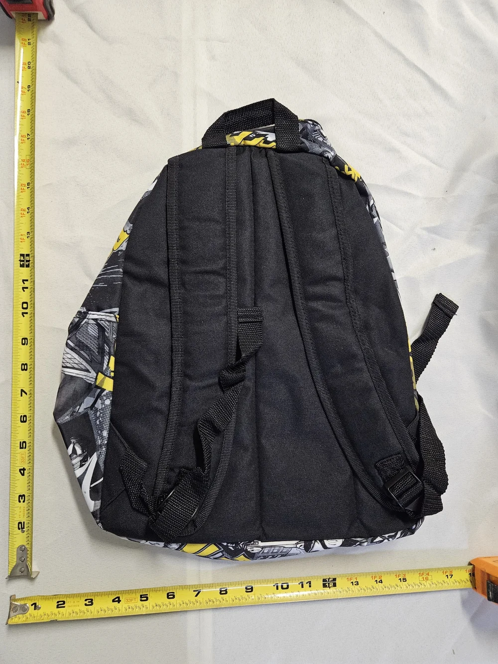 Batman Comic Print Backpack Black Yellow Logo Bookbag NWT
